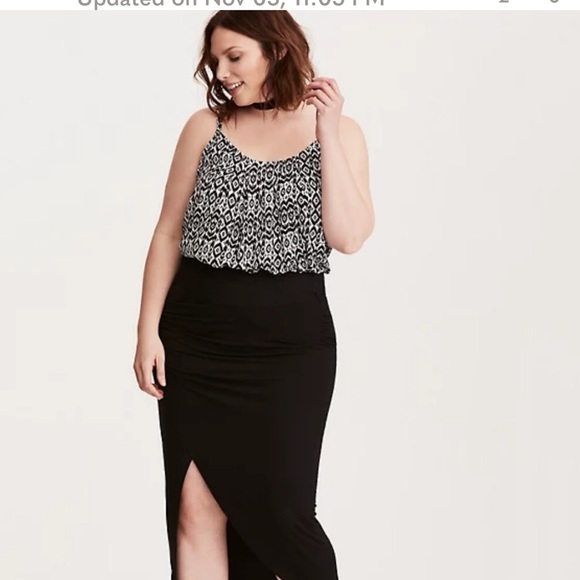 Torrid 3 Black/White Ikat Georgette  Swing Cami Tank Top - Picture 14 of 14